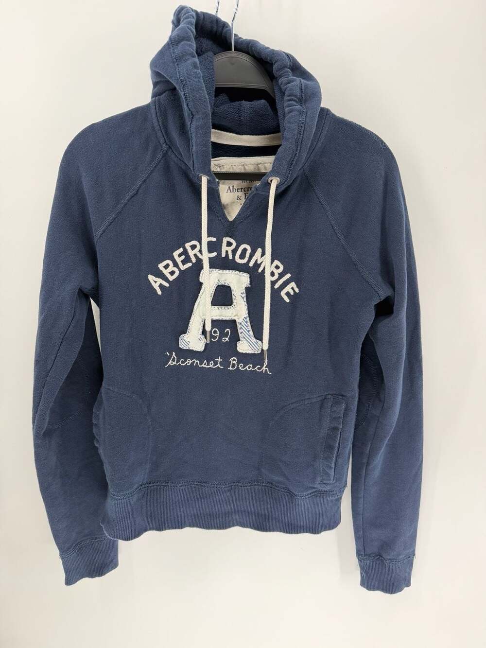 Abercrombie & Fitch Large Navy Appliqué Logo Hoodie Y2K Preppy Vintage